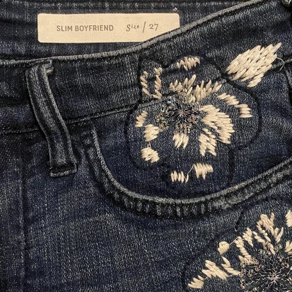 NWOT Anthropologie Pilcro Slim Boyfriend Floral Embroidered Women's Denim Shorts - Picture 5 of 13